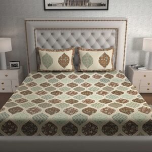Rajasthani Traditionally Printed Cotton Doublebed Bedsheet With Pack of 2 Pillow Covers